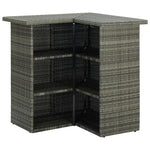 Outdoor Grey Corner Bar Table Poly Rattan 100x50x105cm Patio