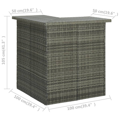 Outdoor Grey Corner Bar Table Poly Rattan 100x50x105cm Patio