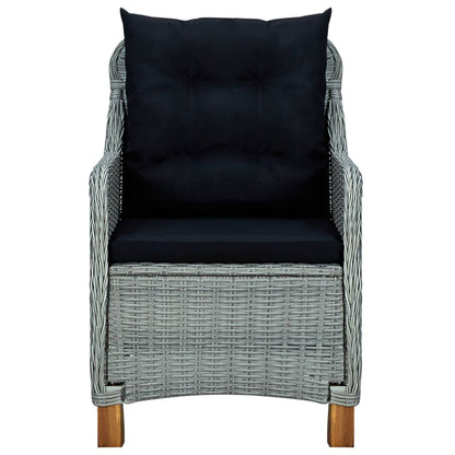 Garden Dining Chairs With Cushions 2 Pcs Poly Rattan Light Grey