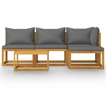 5 - Piece Garden Lounge Set with Cushion Solid Acacia Wood