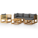 6-Piece Garden Lounge Set with Cushion Solid Acacia Wood