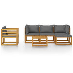 6-Piece Garden Lounge Set with Cushion Solid Acacia Wood