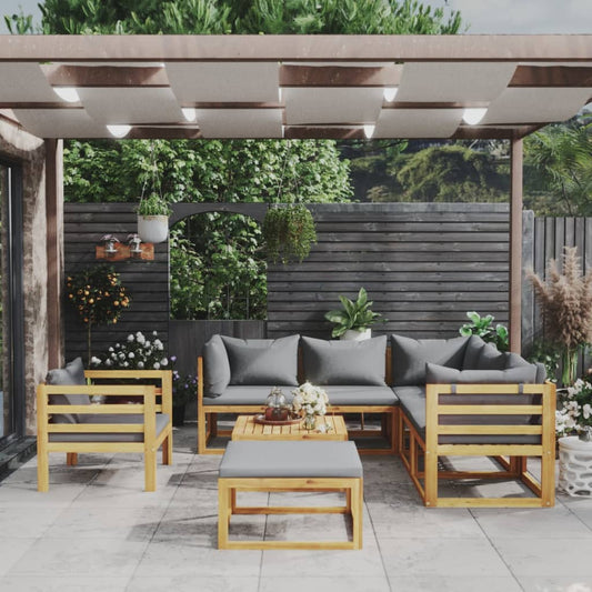 8-Piece Garden Lounge Set with Cushion Solid Acacia Wood