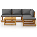 6  Piece Garden Lounge Set with Cushion Solid Acacia Wood