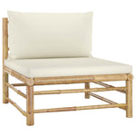 Garden Middle Sofa with Cream White Cushions Bamboo