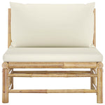 Garden Middle Sofa with Cream White Cushions Bamboo
