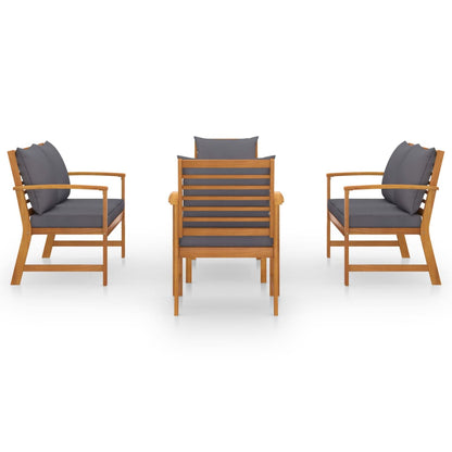 5-Piece Garden Lounge Set with Cushion Solid Acacia Wood