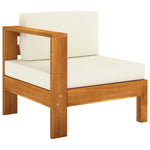 Six Piece Garden Lounge Set with Cream White Cushions Acacia Wood