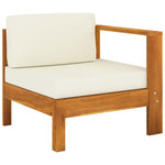 8 Pcs Garden Lounge Set with Cream White Cushions Acacia Wood