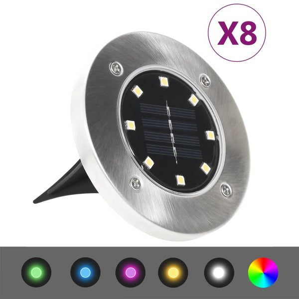  Solar Ground Lights 8 pcs LED Lights RGB Colour