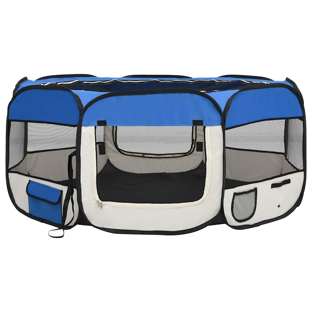 Foldable Dog Playpen Blue Portable Pet Exercise Pen 145x145x61cm