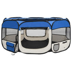 Foldable Dog Playpen Blue Portable Pet Exercise Pen 145x145x61cm