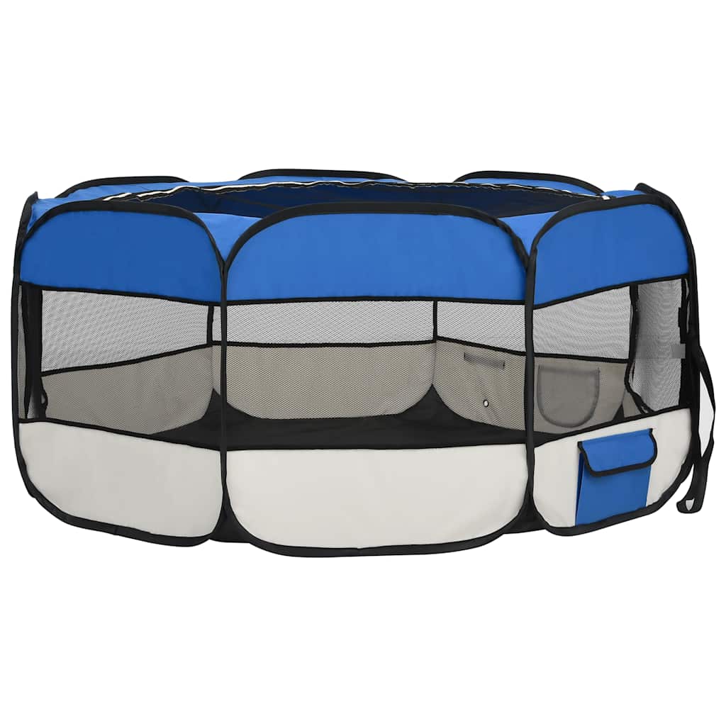 Foldable Dog Playpen Blue Portable Pet Exercise Pen 145x145x61cm