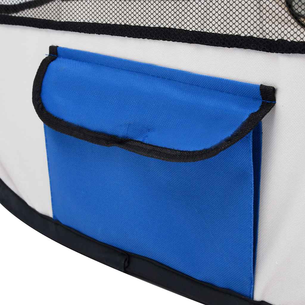 Foldable Dog Playpen Blue Portable Pet Exercise Pen 145x145x61cm
