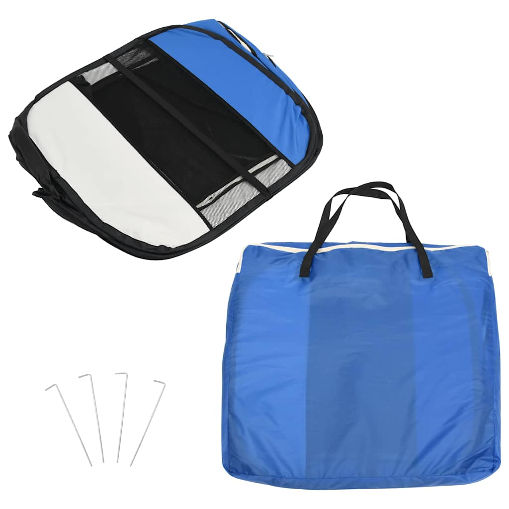 Foldable Dog Playpen Blue Portable Pet Exercise Pen 145x145x61cm