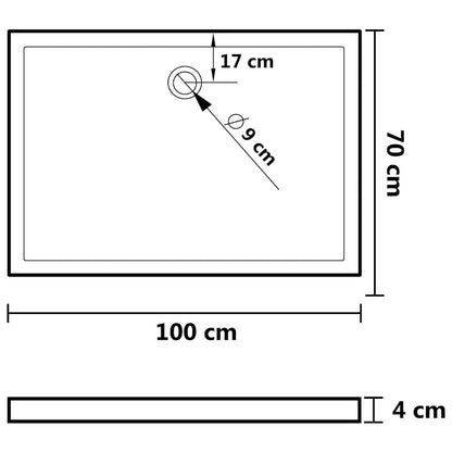 Rectangular Shower Base Tray 70x100cm White ABS | HomeAndLiving