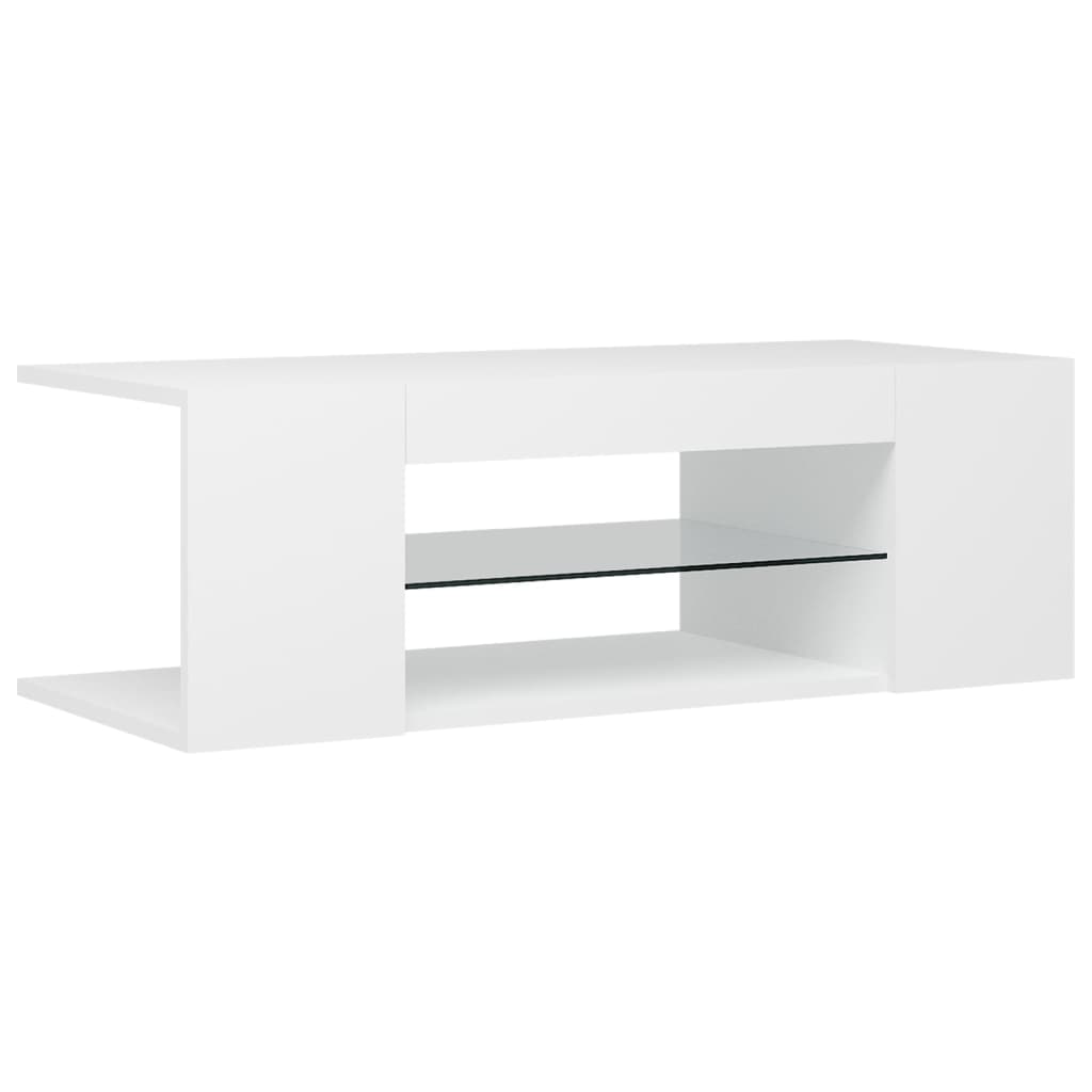 TV Cabinet with LED Lights White - 90×39×30cm