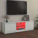 Wooden TV Cabinet with LED Lights White