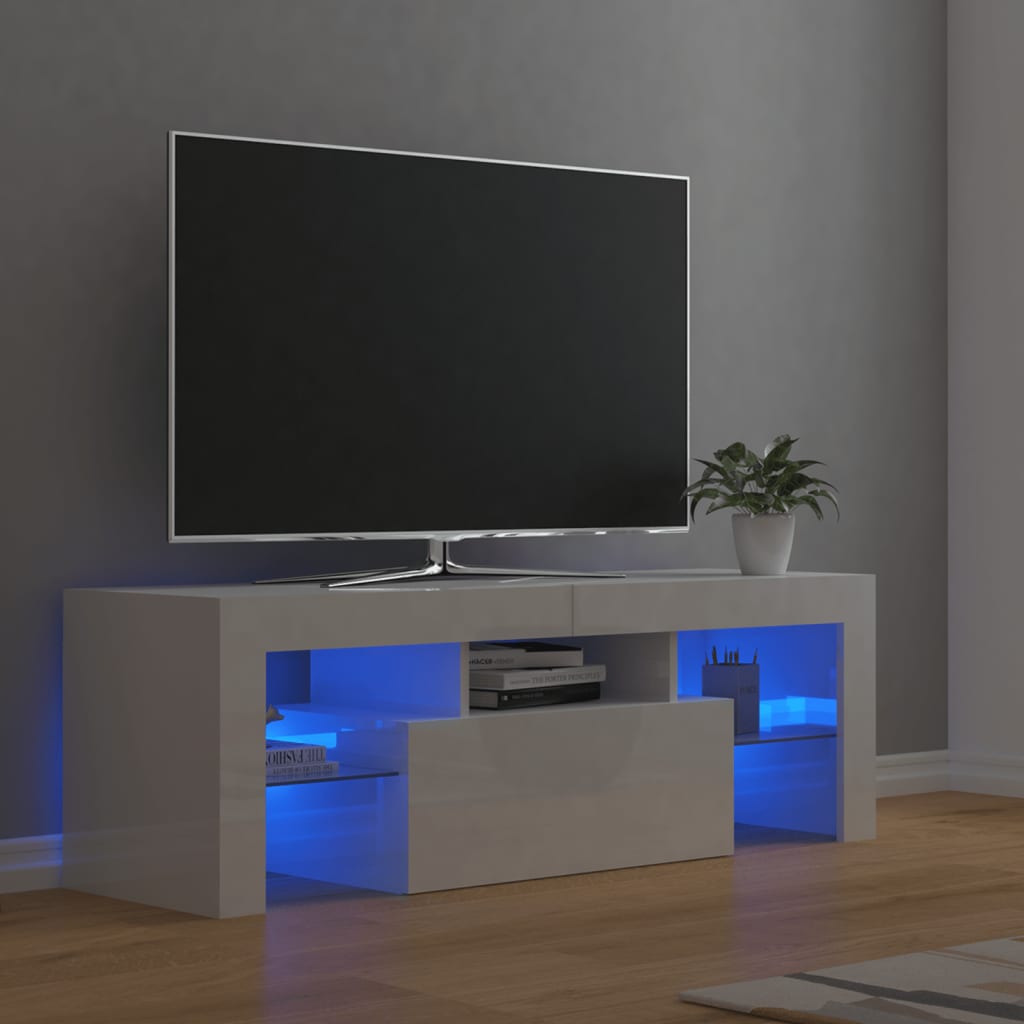 High Gloss White TV Cabinet with LED Lights