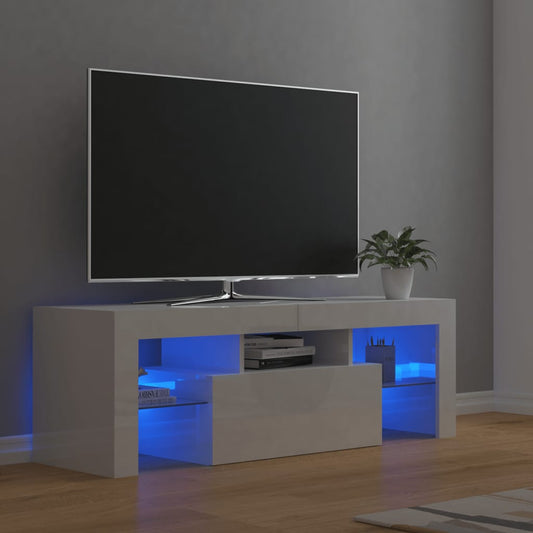 High Gloss White TV Cabinet with LED Lights