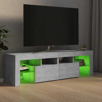 TV Cabinet RGB LED Lights Concrete Grey 140cm | HomeAndLiving