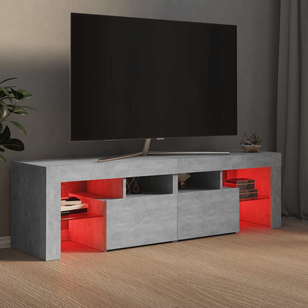 TV Cabinet RGB LED Lights Concrete Grey 140cm | HomeAndLiving