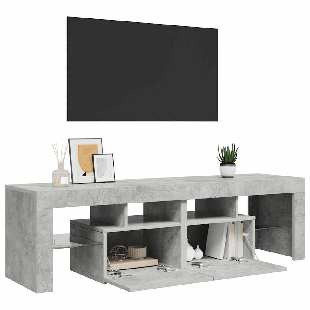 TV Cabinet RGB LED Lights Concrete Grey 140cm | HomeAndLiving