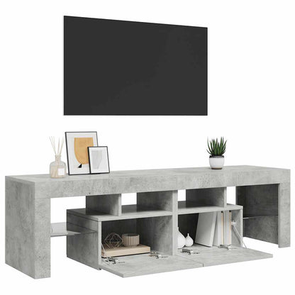 TV Cabinet RGB LED Lights Concrete Grey 140cm | HomeAndLiving