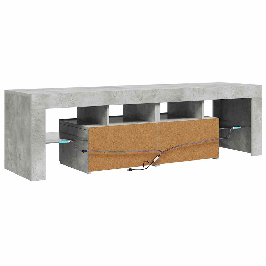 TV Cabinet RGB LED Lights Concrete Grey 140cm | HomeAndLiving