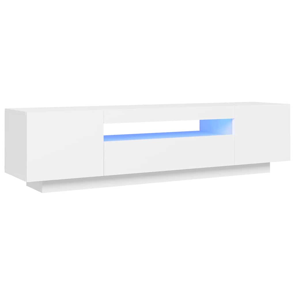 LED TV Cabinet White 160cm RGB Lights | HomeAndLiving