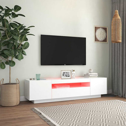 LED TV Cabinet White 160cm RGB Lights | HomeAndLiving