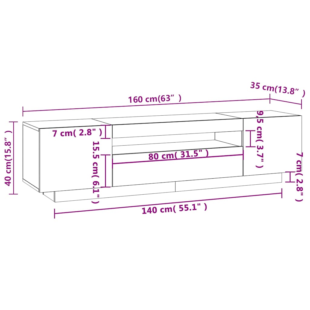 LED TV Cabinet White 160cm RGB Lights | HomeAndLiving