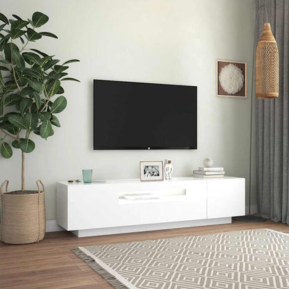 LED TV Cabinet White 160cm RGB Lights | HomeAndLiving