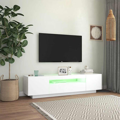 LED TV Cabinet White 160cm RGB Lights | HomeAndLiving