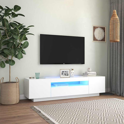 LED TV Cabinet White 160cm RGB Lights | HomeAndLiving