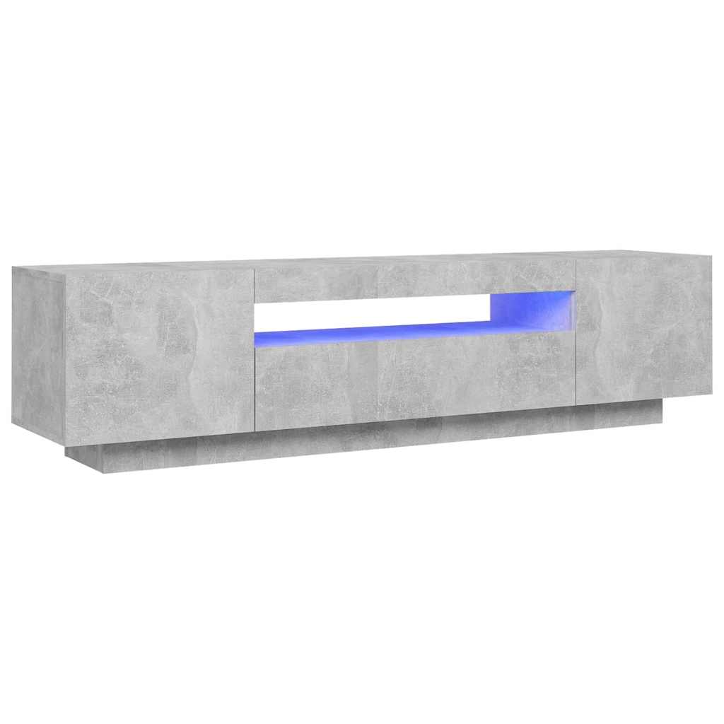 TV Cabinet LED Lights Concrete Grey 160cm | HomeAndLiving