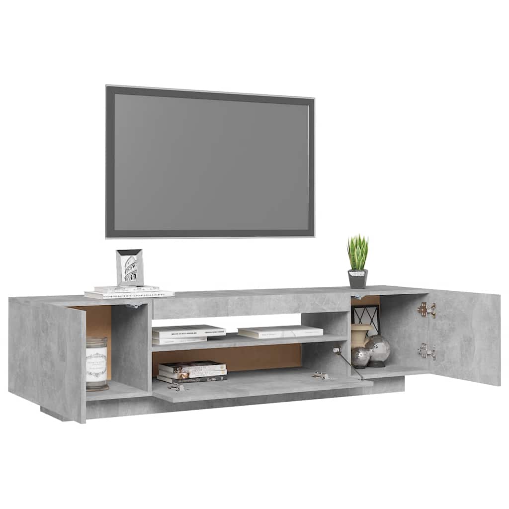 TV Cabinet LED Lights Concrete Grey 160cm | HomeAndLiving