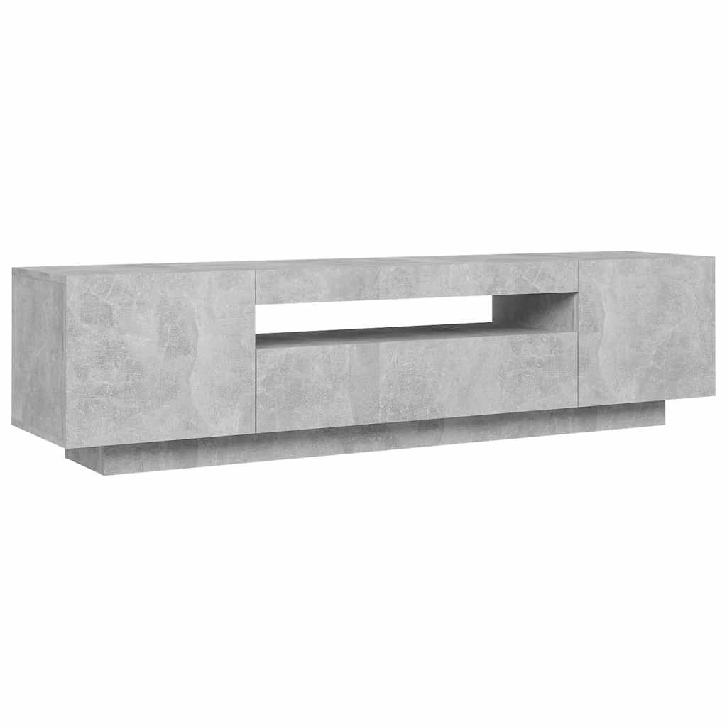 TV Cabinet LED Lights Concrete Grey 160cm | HomeAndLiving