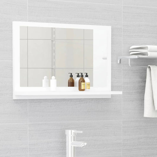 Bathroom Mirror White Engineered Wood