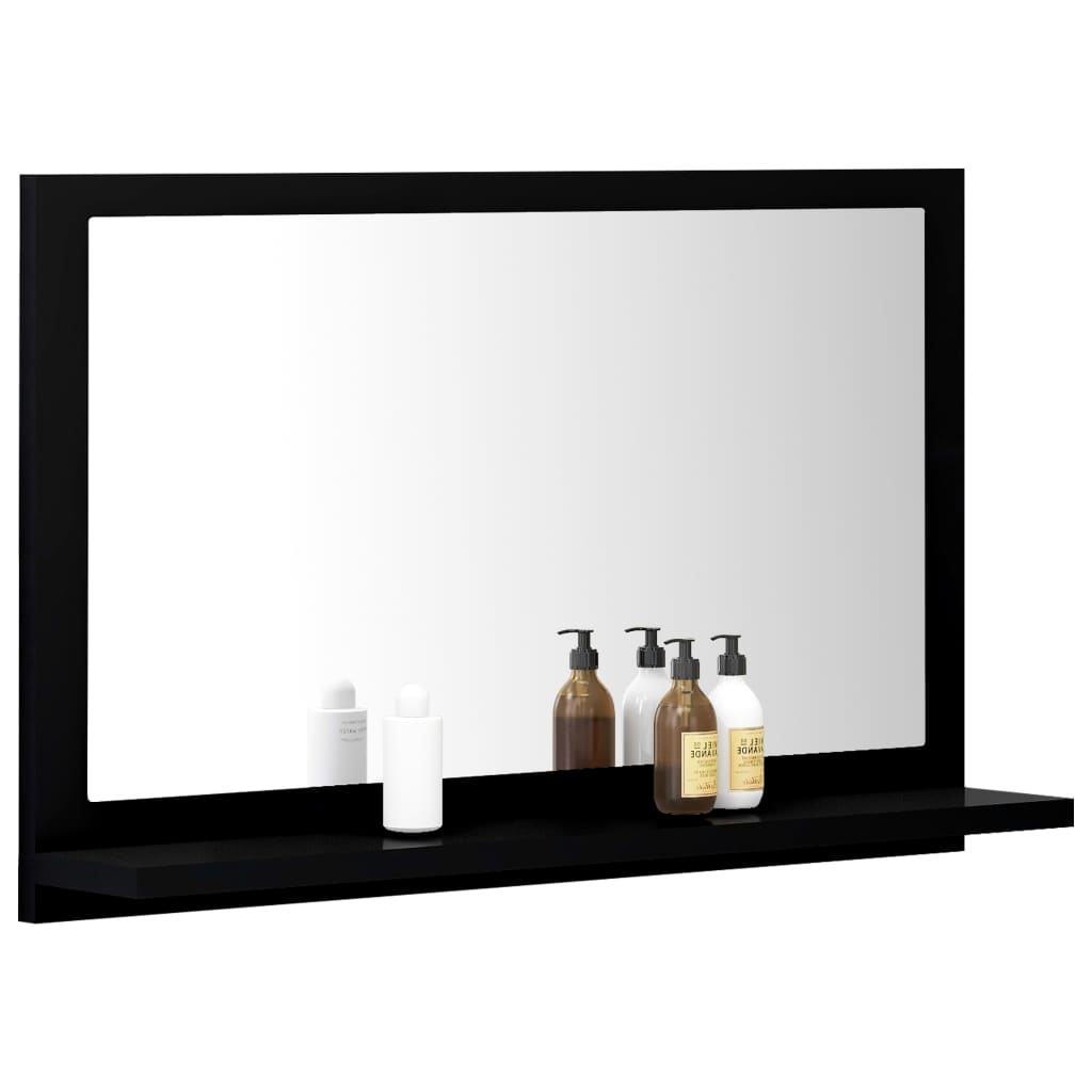 Bathroom Mirror Black Engineered Wood
