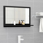Bathroom Mirror Black Engineered Wood