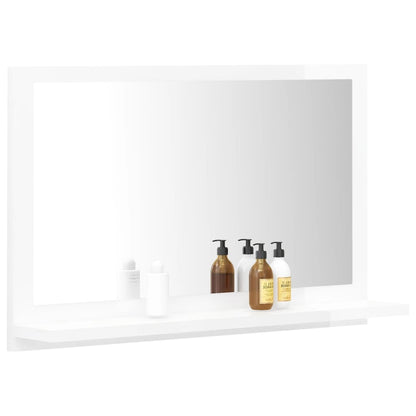 Bathroom Mirror High Gloss White Engineered Wood
