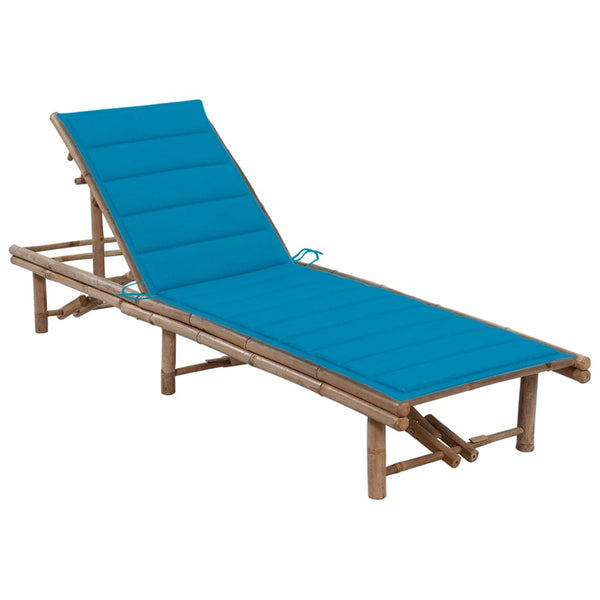  Garden Sun Lounger with Cushion Bamboo