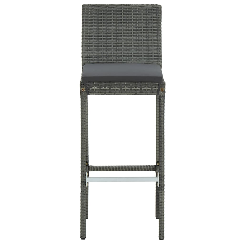 5 Piece Garden Bar Set with Cushions-Grey