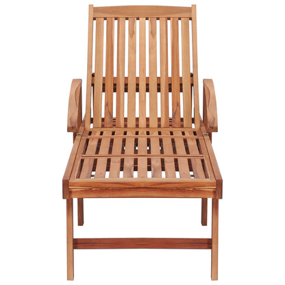 Sun Lounger with Anthracite Cushion Solid Teak Wood