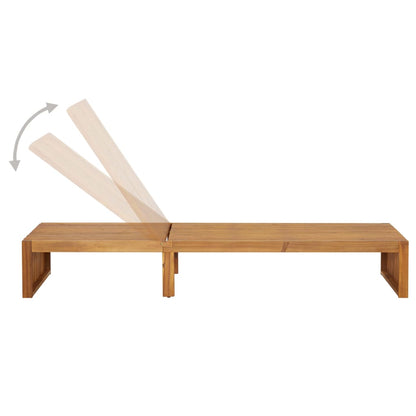 Sun Lounger with Cushion Solid Acacia Wood - 200×60×3cm