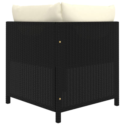 5 Pcs Garden Lounge Set with Cushions Poly Rattan Black
