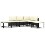 Rattan Noir Luxury: 6-Piece Garden Lounge Set with Plush Cushions