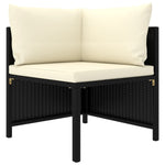 Rattan Noir Luxury: 6-Piece Garden Lounge Set with Plush Cushions