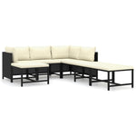7 Piece Garden Lounge Set with Cushions Poly Rattan-Black
